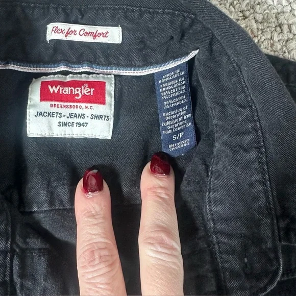 Wrangler Men’s Snap Down Long Sleeve Shirt Black Denim Size Small - Picture 6 of 7
